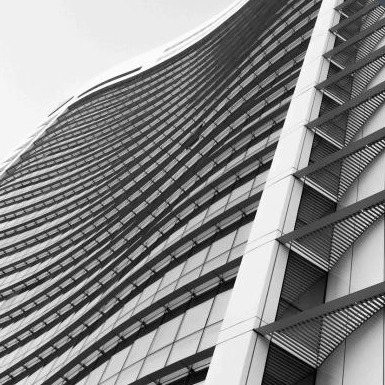 Detail of a curved high-rise facade